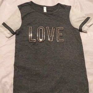 Grey Top,Bold letters (LOVE) in Gold